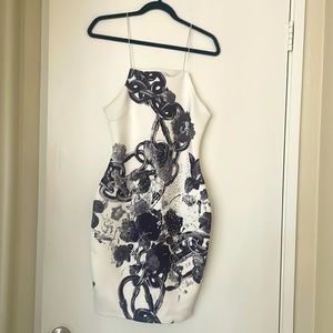 Chic Monochrome Floral Mini Dress